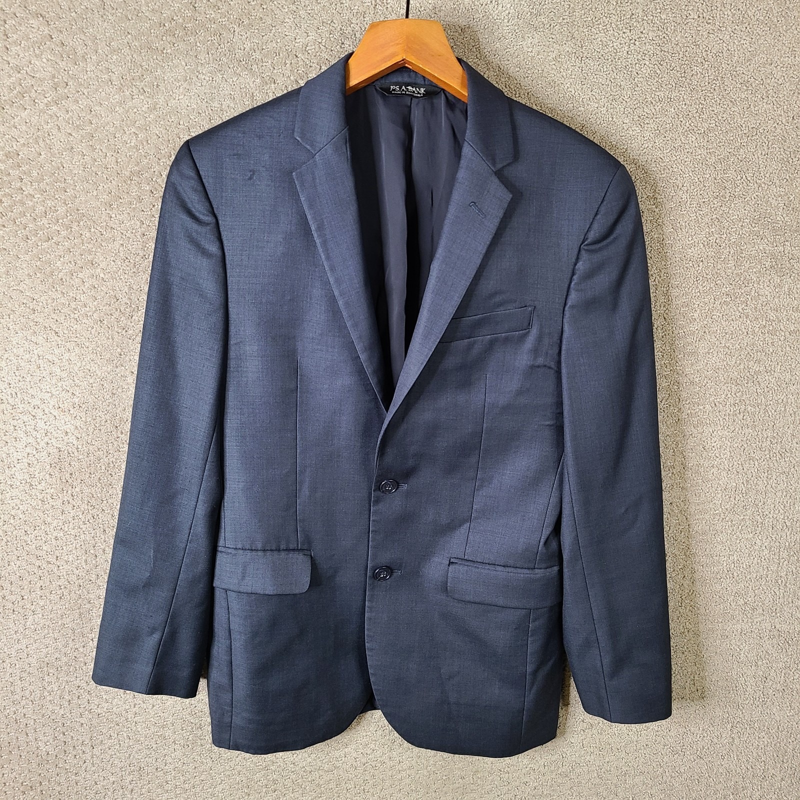 Jos A Bank Jacket Mens 38r Blue Blazer Wool 2 Button Suit Coat Double Vented
